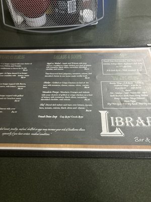 Menu photo 1 Library Bar & Grill Corry, PA