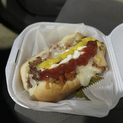 Depressing eight dollar hotdog that was not worth it if this was two or three dollars I would've been OK