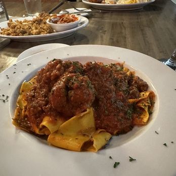 T Marie's - Pappardelle Bolognese with meatballs - Italian Near Me - Mobile, Alabama