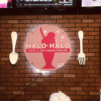 Halo-Halo Cafe - Cool Halo-Halo Cafe & Ice Cream Parlor sign behind the cash register. - Ice Cream & Frozen Yogurt Near Me - Chula Vista, California Halo-Halo Cafe - Cool Halo-Halo Cafe & Ice Cream Parlor sign behind the cash register. - Ice Cream & Frozen Yogurt Near Me - Chula Vista, California