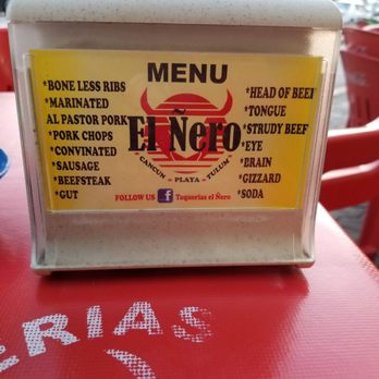 Taquerias El Nero - English side of menu - Mexican Near Me - Tulum, ROO