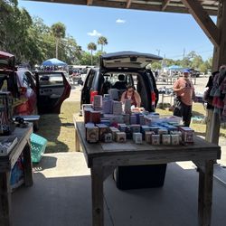 All Aboard Flea & Farmers Market - On both sides of the picture, the tables are full. Come on come on.