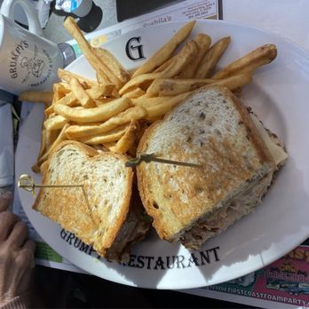 Grumpy's Restaurant - Tuna Melt with provolone, no bacon & French Fries - Breakfast & Brunch Near Me - St. Johns, Florida