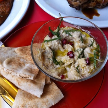 Comptoir Libanais - Baba ghanoush Pitta Bread - Middle Eastern Near Me - London, XGL
