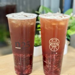 N25 Nitro Tea - This is good. Shingen Jelly raspberry fruit tea. One with black tea base and the other with green tea. Very unique.