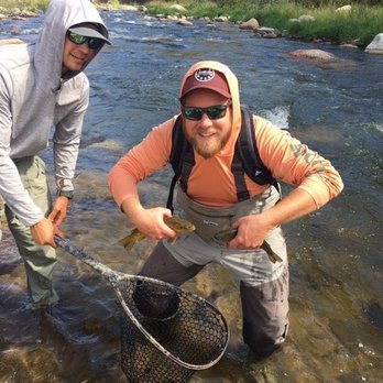 Kirks Fly Shop - Tommy and Ryan with two fish on one cast! - Outdoor Gear Near Me - Estes Park, Colorado