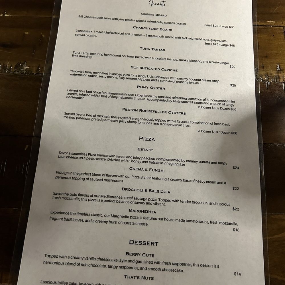 Incanto - Menu - Pizza Near Me - Houston, Texas