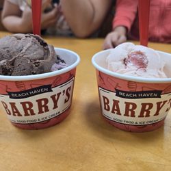 Barry's Do Me A Flavor - Small Strawberry (R); Small Black Raspberry Chocolate Chunk and Midnight Jersey Shore (L)