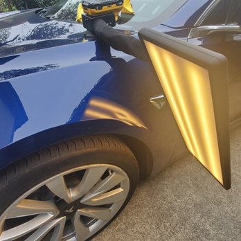 Dent Master - Before -- creased fender. - Body Shops Near Me - Burlingame, California