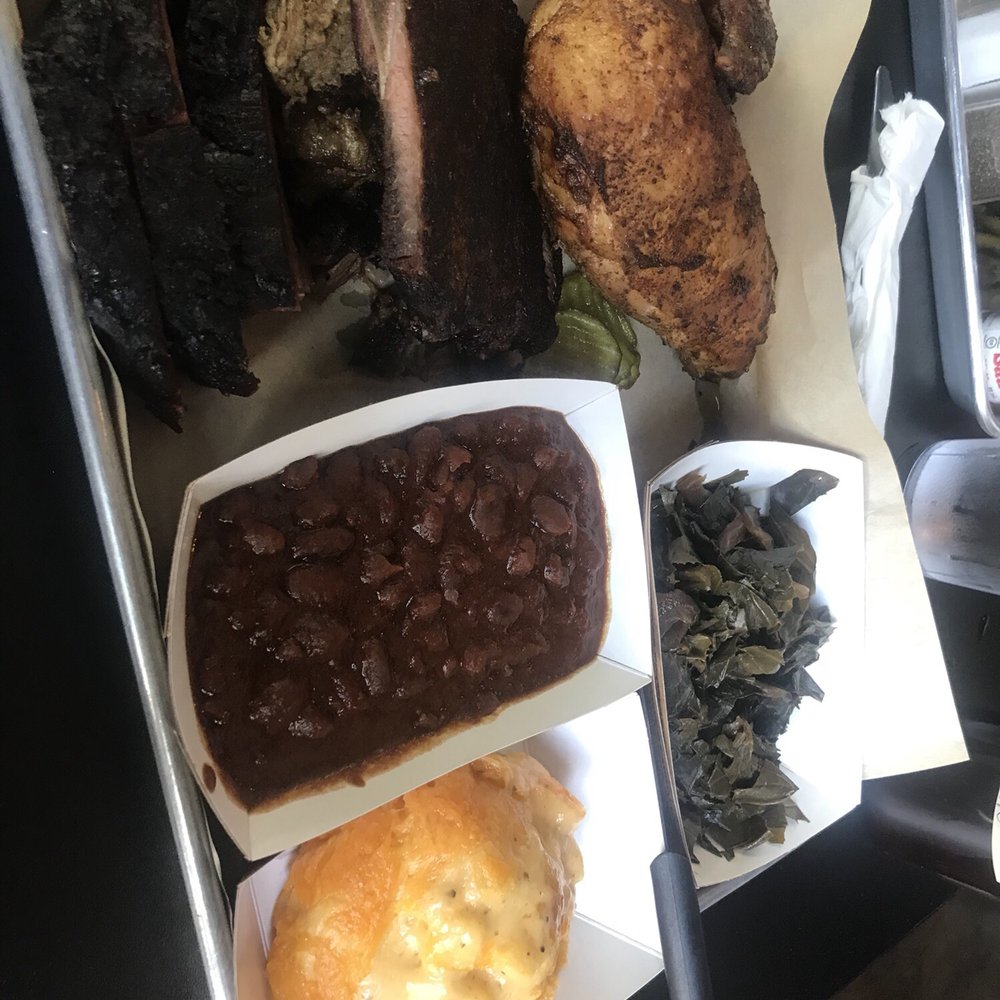 Pulaski Heights BBQ - Quarter Chicken with ribs brisket and burnt ends..macaroni collard greens and baked beans - Barbeque Near Me - Athens, Georgia Pulaski Heights BBQ - Quarter Chicken with ribs brisket and burnt ends..macaroni collard greens and baked beans - Barbeque Near Me - Athens, Georgia