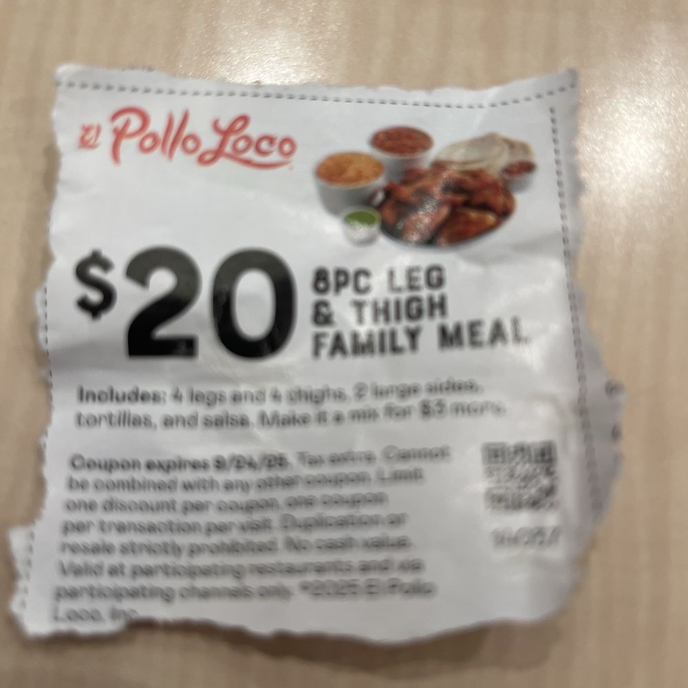 A coupon for a $20 egg pieces, 8pc Family Meal A coupon for a $20 egg pieces, 8pc Family Meal