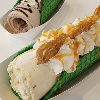 Sweet Rolled Tacos - Brown Town and Sea Salt Caramel Pretzel - Ice Cream & Frozen Yogurt Near Me - Centreville, Virginia Sweet Rolled Tacos - Brown Town and Sea Salt Caramel Pretzel - Ice Cream & Frozen Yogurt Near Me - Centreville, Virginia