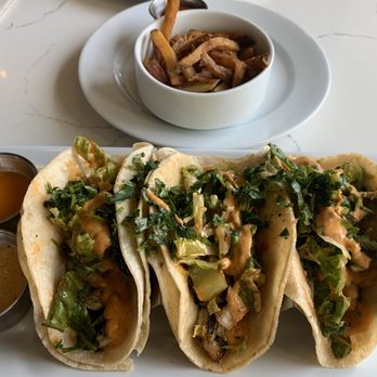 bellagreen - (3) Shrimp Tacos and a side of Regular Fries - Salad Near Me - Plano, Texas bellagreen - (3) Shrimp Tacos and a side of Regular Fries - Salad Near Me - Plano, Texas