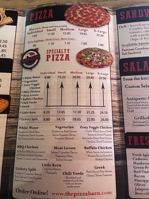 Menu photo 2 The Pizza Barn Kernville, CA Menu photo 2 The Pizza Barn Kernville, CA