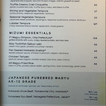 Mizumi - Menu - Japanese Near Me - Las Vegas, Nevada
