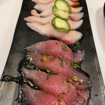 Umami - Garlic tuna and Yuzu Yellow Tail (2pcs) - Japanese Near Me - Las Vegas, Nevada Umami - Garlic tuna and Yuzu Yellow Tail (2pcs) - Japanese Near Me - Las Vegas, Nevada