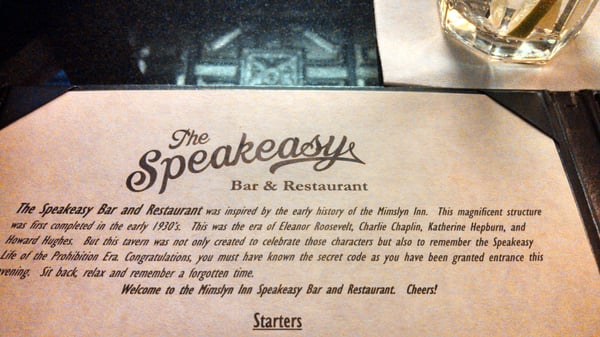Menu photo 8 The Speakeasy Bar and Restaurant Luray, VA Menu photo 8 The Speakeasy Bar and Restaurant Luray, VA