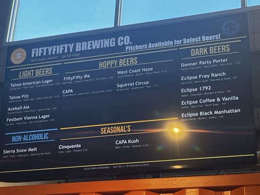 Menu photo 1 Fifty Fifty Brewing Reno, NV Menu photo 1 Fifty Fifty Brewing Reno, NV