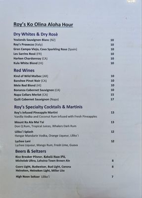 Menu photo 7 Roy's Ko Olina Kapolei, HI