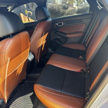 EM Upholstery Technology - Back seat- Black and Mahogany with black stitching. - Auto Upholstery Near Me - San Bernardino, California EM Upholstery Technology - Back seat- Black and Mahogany with black stitching. - Auto Upholstery Near Me - San Bernardino, California