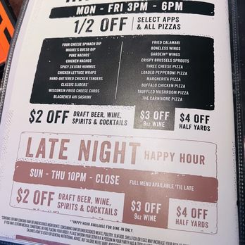 Yard House - Happy Hour Menú at Yard House new location at Otay Ranch in Chula Vista, CA - New American Near Me - Chula Vista, California