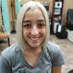 Beauty Zone - Beautiful color correction. She arrived a brunette and left an awesome sassy platinum blond
