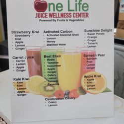 One Life Juice Wellness Center - Menu