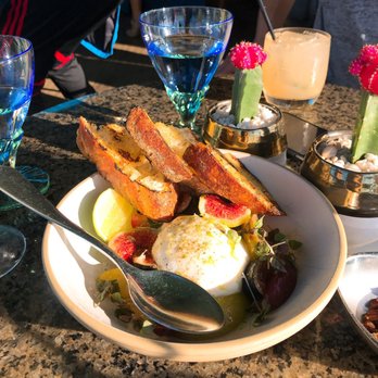 The Rooftop - Seasonal Fig Toast with Burrata Cheese - Asian Fusion Near Me - Beverly Hills, California