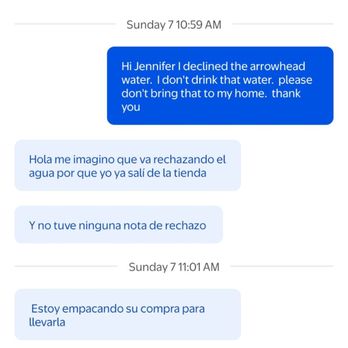 Walmart - The message the shopper sent in Spanish - Department Stores Near Me - Torrance, California