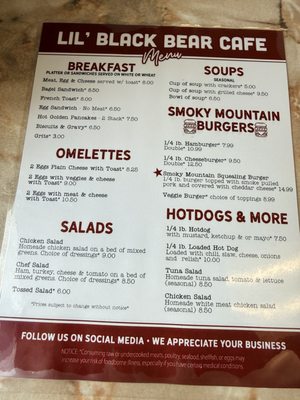 Menu photo 2 Lil Black Bear Cafe Pigeon Forge, TN Menu photo 2 Lil Black Bear Cafe Pigeon Forge, TN