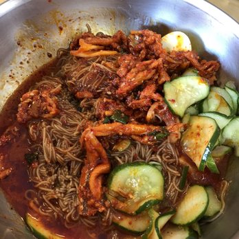 Ham Hung Restaurant - hwe neng myun - sweet and spicy cold noodles with raw fish - Korean Near Me - Los Angeles, California