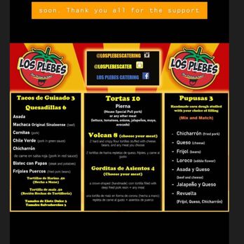 Los Plebes - a menu on a mobile phone - Food Trucks Near Me - Santa Maria, California Los Plebes - a menu on a mobile phone - Food Trucks Near Me - Santa Maria, California