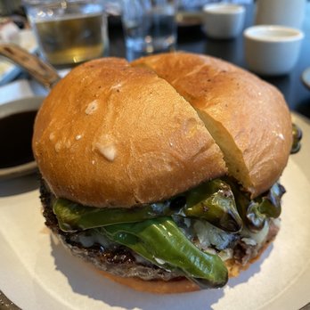 Bamboo Sushi - Teriyaki burger - order this medium rare only with teriyaki on the side to dip as much as you prefer - Sushi Bars Near Me - San Ramon, California
