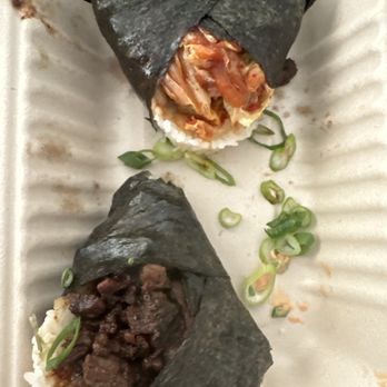Oori Triangles - Short rib & Kimchi 3 Triangle Box, I ate the Ahi Tuna before I took the photo - Japanese Near Me - Oakland, California Oori Triangles - Short rib & Kimchi 3 Triangle Box, I ate the Ahi Tuna before I took the photo - Japanese Near Me - Oakland, California