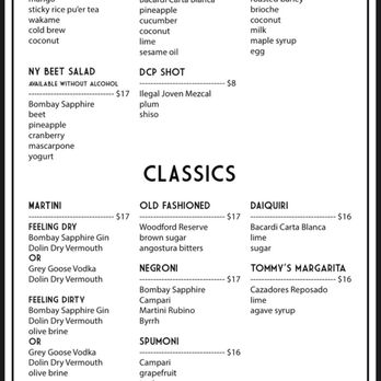 Double Chicken Please - "Back" Menu (meaning back house) as of Dec 2021 - Cocktail Bars Near Me - New York, New York Double Chicken Please - "Back" Menu (meaning back house) as of Dec 2021 - Cocktail Bars Near Me - New York, New York