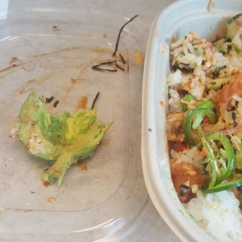 Poke Bistro - This was the hard piece of avocado I got. Very disappointed. - Seafood Near Me - Riverside, California