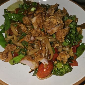 The Clever Koi - Drunken noodle w crispy chicken thigh - Asian Fusion Near Me - Phoenix, Arizona The Clever Koi - Drunken noodle w crispy chicken thigh - Asian Fusion Near Me - Phoenix, Arizona