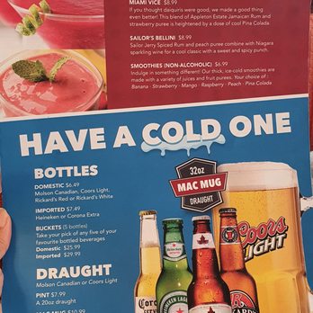 Al Mac's Buffet - a menu for a cold one - Bars Near Me - Niagara Falls, Ontario