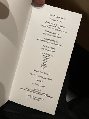 Menu photo 5 Hiden Miami, FL