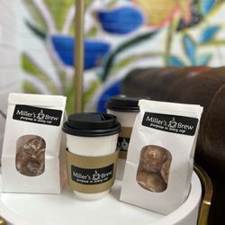 Millers Brew - Croissant donut!!! regular coffee, white mocha latte and donut holes. All delicious!!!! Especially the croissant!