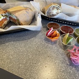 La michocana torta and carne asada burrito