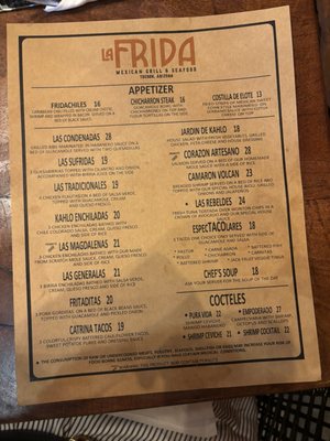 Menu photo 2 La Frida Mexican Grill & Seafood Tucson, AZ