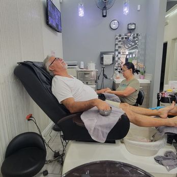 Coco Nails & Spa - Dad getting a manicure and pedicure. - Nail Salons Near Me - Covina, California