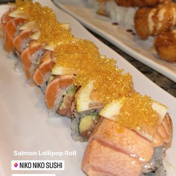 Niko Niko Sushi - Salmon Lollipop Roll - Sushi Bars Near Me - Burbank, California Niko Niko Sushi - Salmon Lollipop Roll - Sushi Bars Near Me - Burbank, California