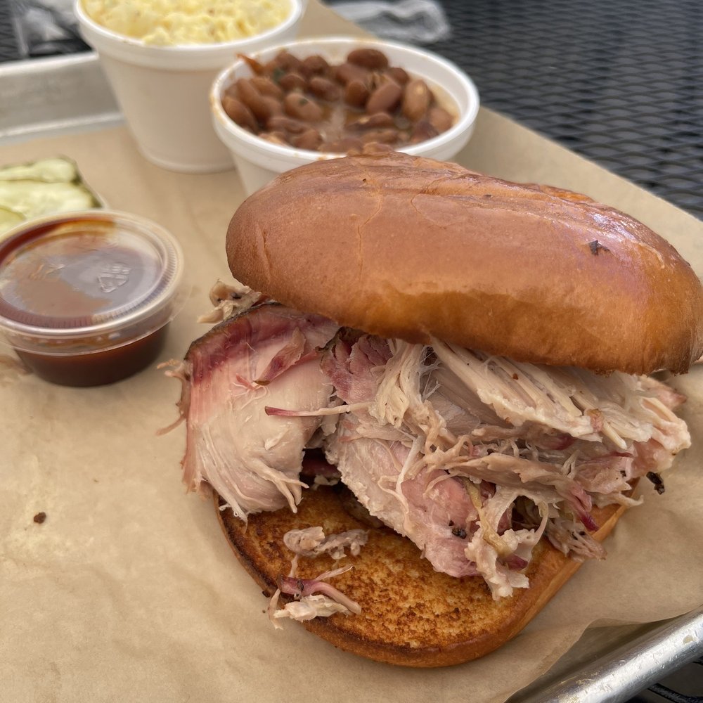 Hog Wild Bar-B-Que - Pulled pork with potato salad and beans - Barbeque Near Me - Placerville, California Hog Wild Bar-B-Que - Pulled pork with potato salad and beans - Barbeque Near Me - Placerville, California