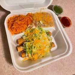 No. 13 Combination Plate, 3 Rolled Tacos with Guacamole