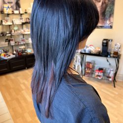 Indulge Salon - Added hair extensions for length with a pop of color