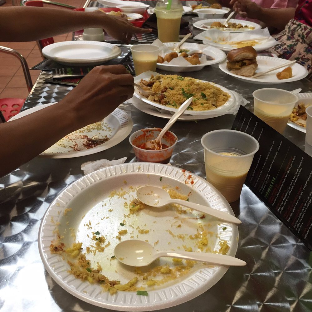 Bhel, bhajiya platter, sev Puri, panipuri and lassi