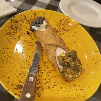 Pasta Fresca - Complimentary cannoli as it was our anniversary. So sweet of the staff! - Italian Near Me - Reno, Nevada Pasta Fresca - Complimentary cannoli as it was our anniversary. So sweet of the staff! - Italian Near Me - Reno, Nevada