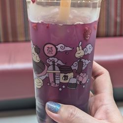 Cha House - Butterfly pea tea with tapioca. Less ice.